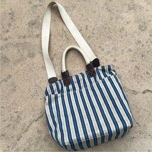 Orvis Blue& White Stripe Canvas Tote Shoulder Bag